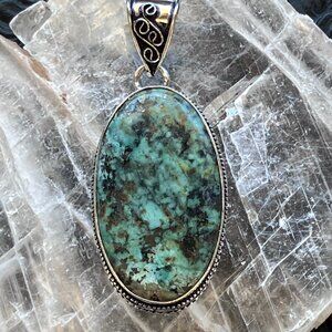 African Turquoise Stone Crystal Pendant Jewelry